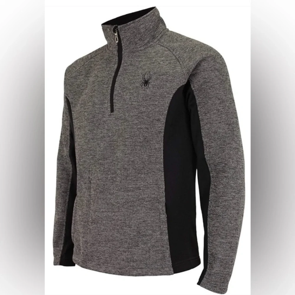 NWT Spyder‎ Men’s Size Medium Gray/Black Outbound 1/4 Zip Pullover Sweater